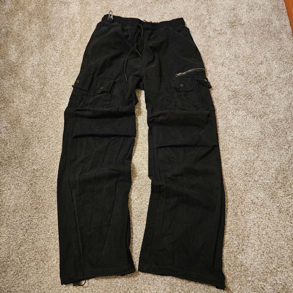 Unbranded Black Drawstring Cargo Pants Size 30X30